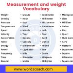 Measurement and weight Vocabulary - wordscoach.com