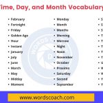 Time Day and Month vocabulary vocabulary - wordscoach.com
