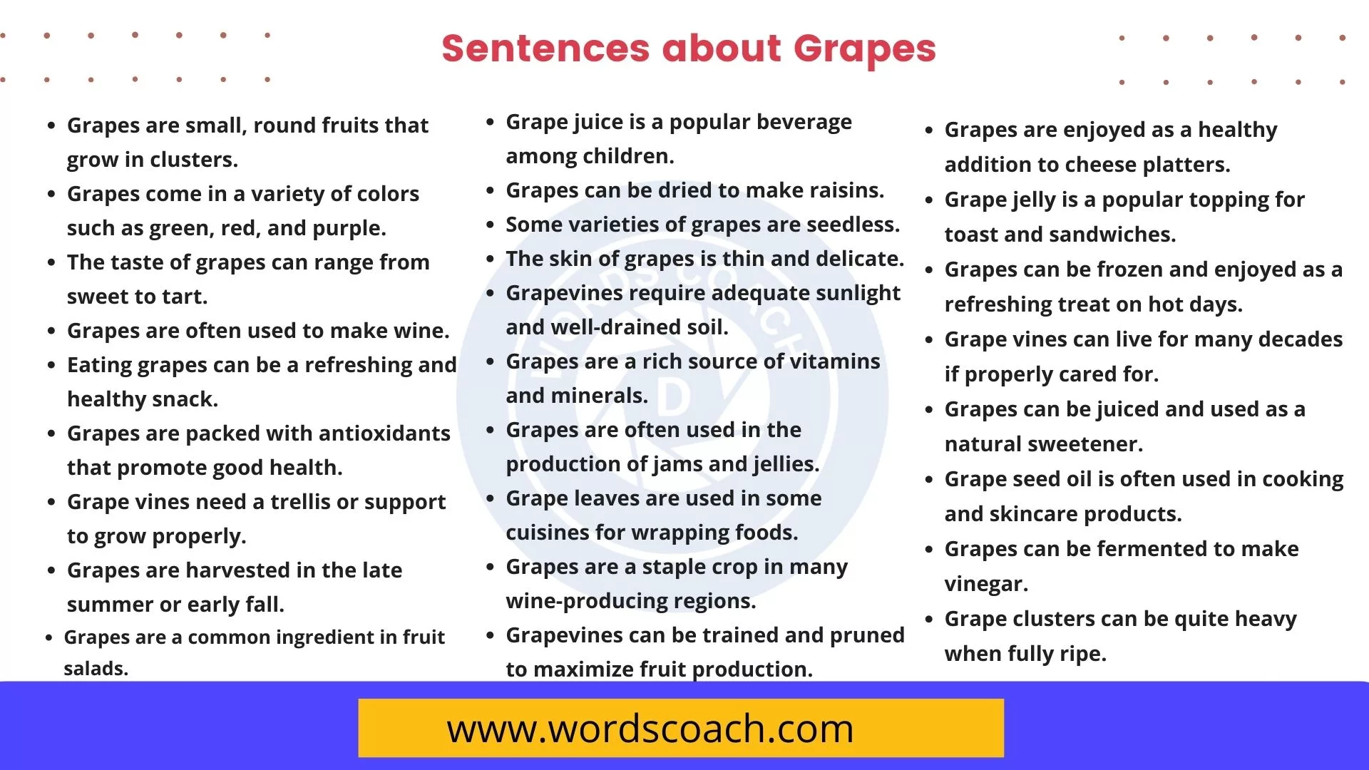 50+ Sentences about Grapes in English Word Coach