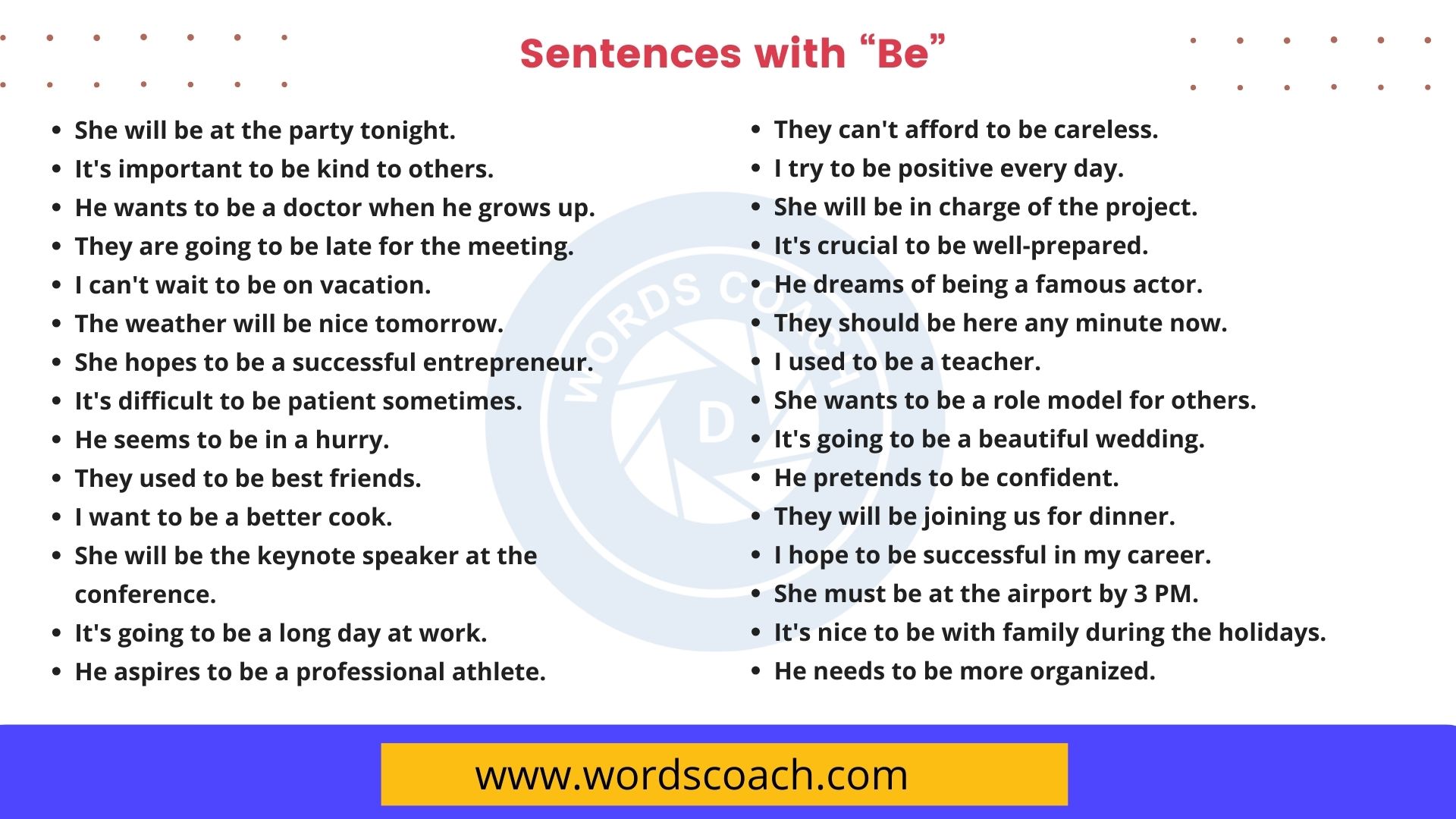 200 Sentences With Be Word Coach