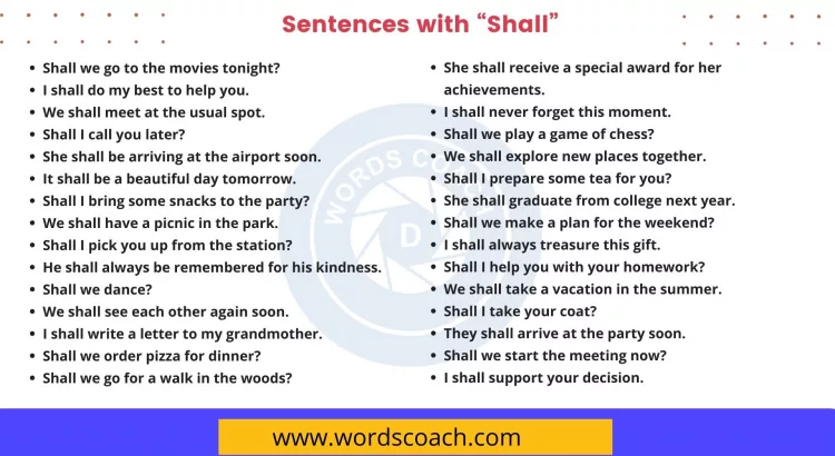 200 Sentences With Shall Word Coach