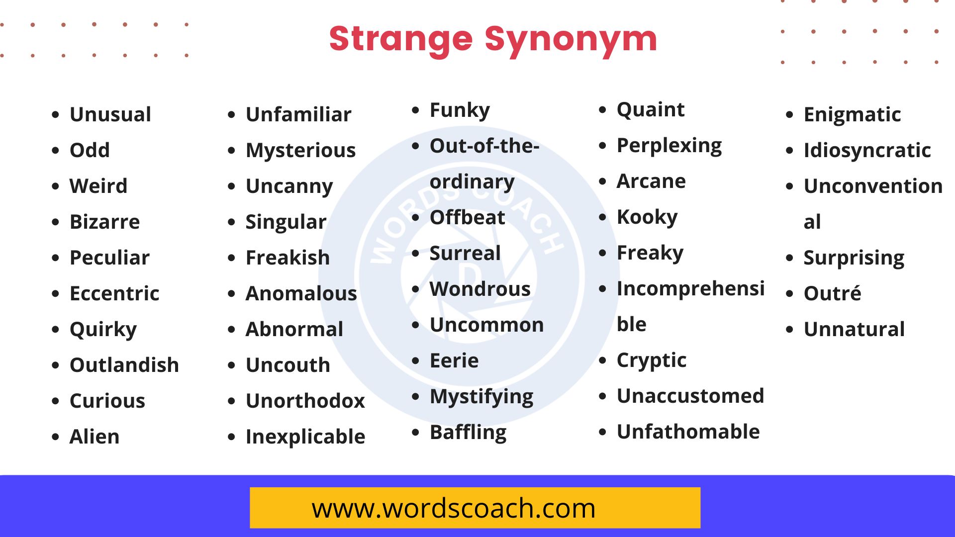 Strange Synonym List of 45 Synonyms for Strange with Useful Examples