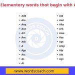 Elementary words that begin with A - wordscoach.com