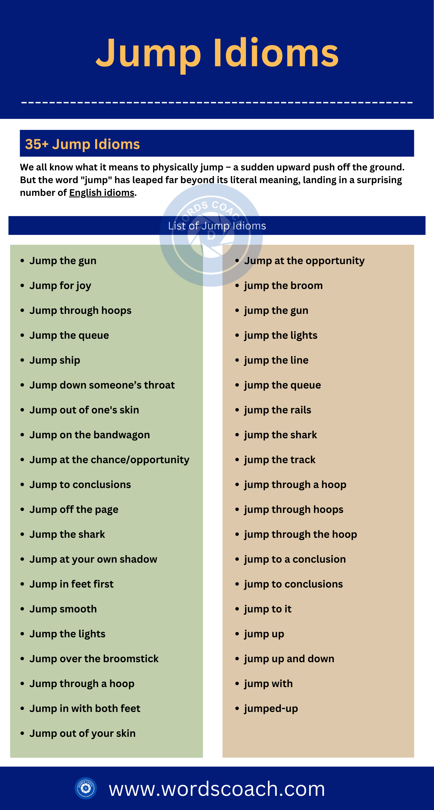 Jump Idioms - wordscoach.com