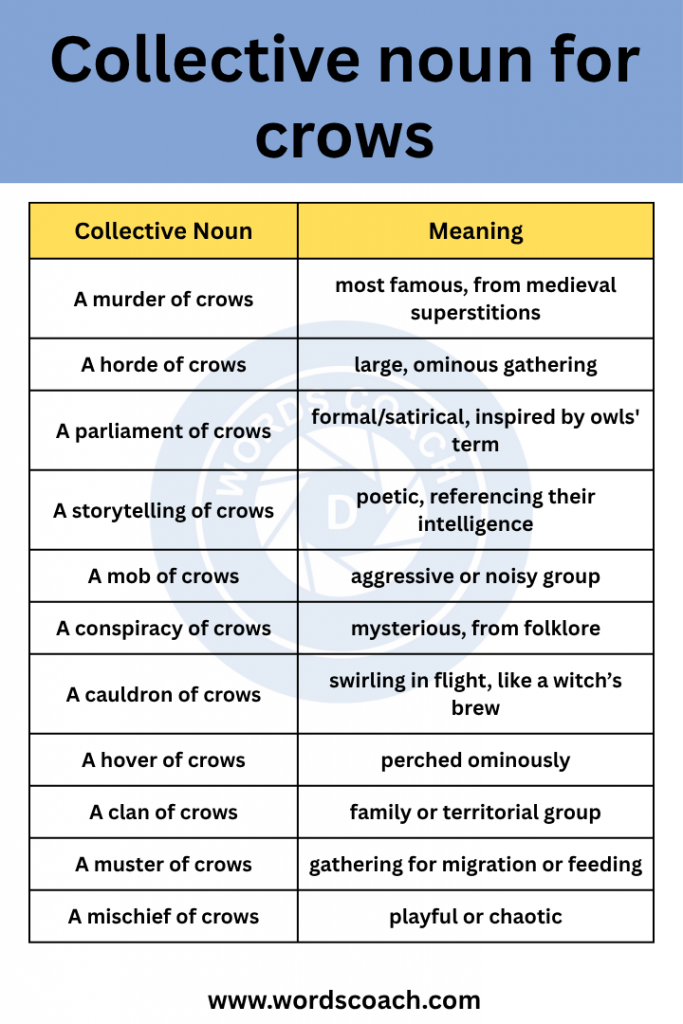 Collective noun for crows - wordscoach.com